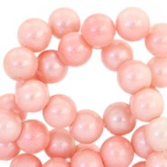 Glaskralen pearl glitter 8mm Soft koraal peach